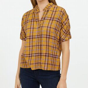 Jag Short Sleeve Blouse Size XS Color Yellow Blue/Purple